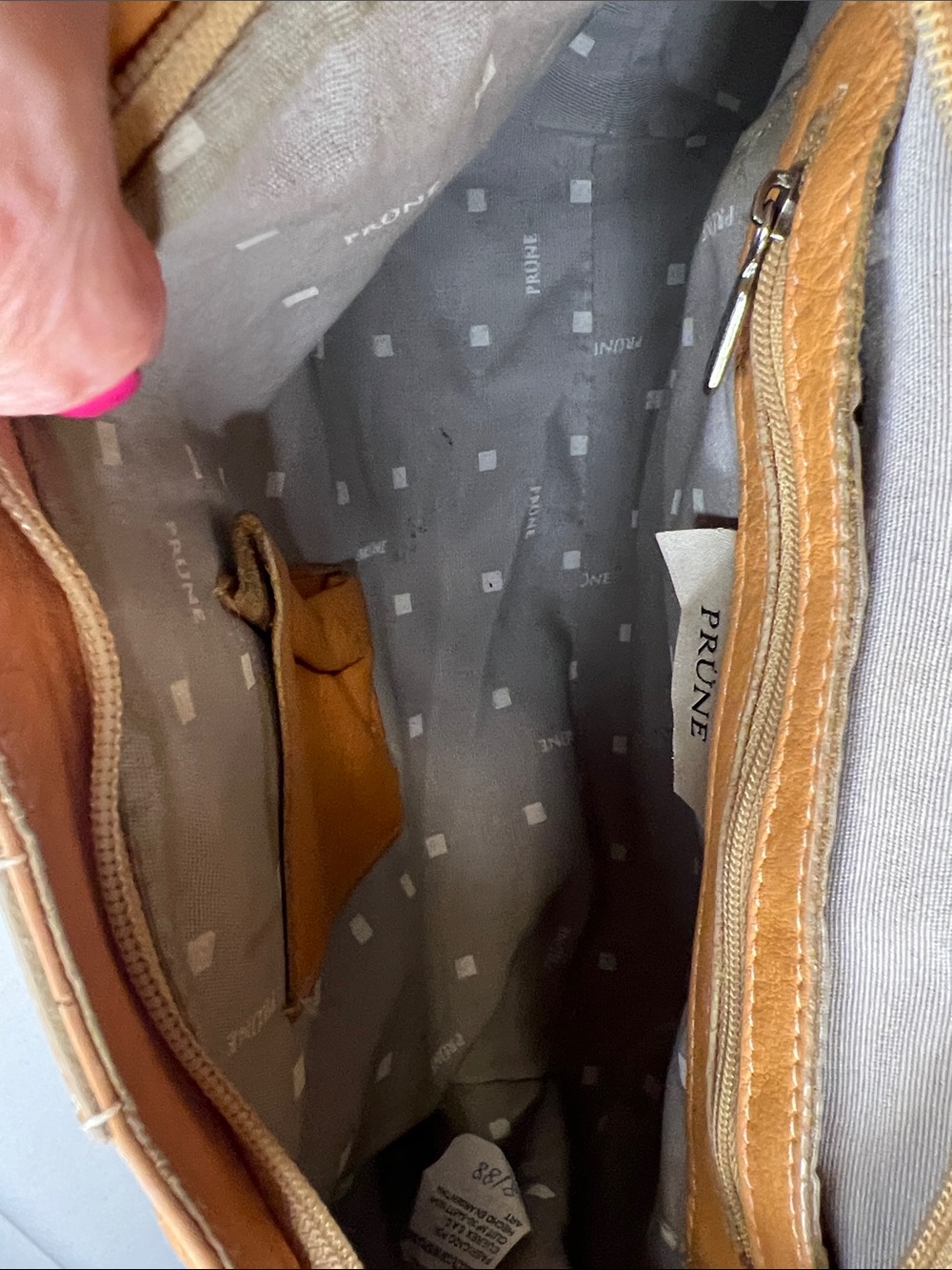 Prune Camel Color Leather Shoulder Bag - Picture 10 of 16